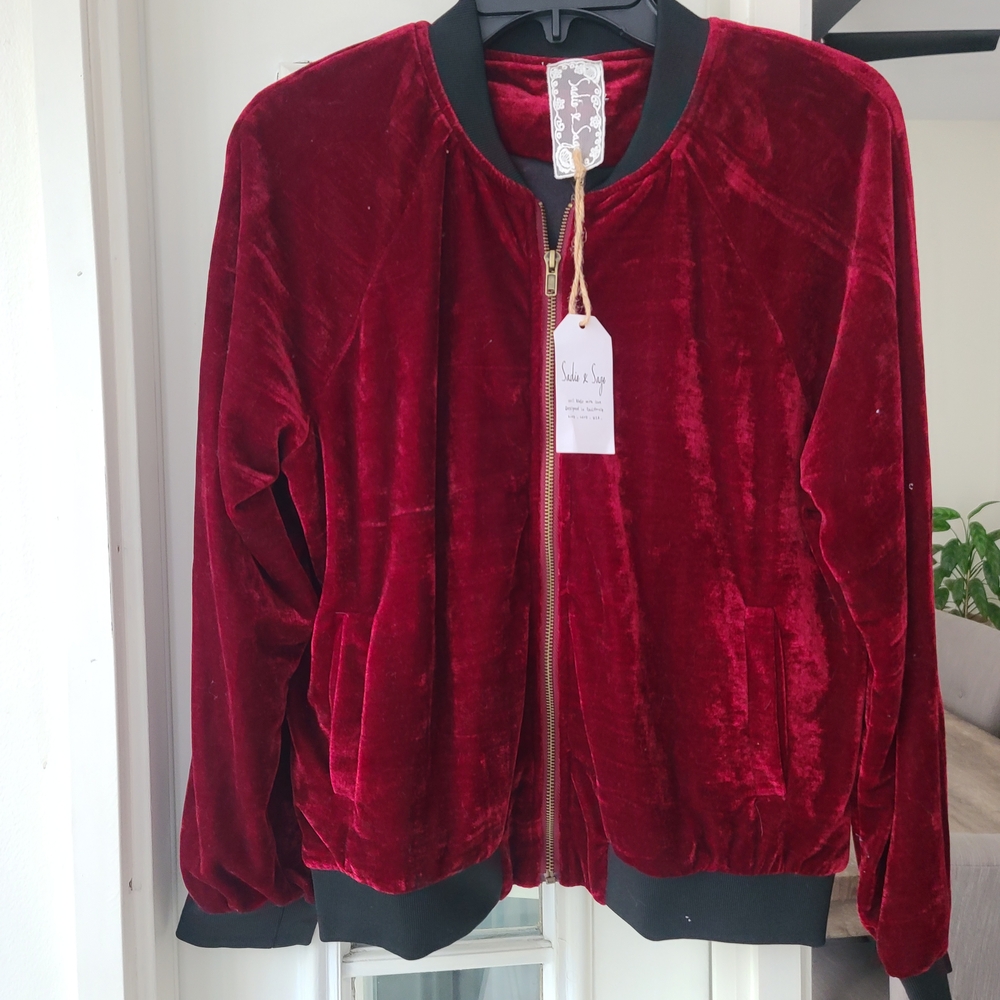 Sadie & Sage Red Velvet Jacket